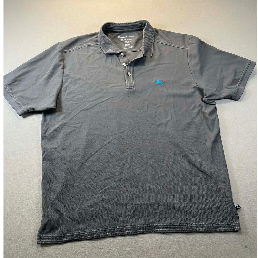 Tommy Bahama IslandZone Supima Polo Shirt Mens XL Gray Short Sleeve 243-T220856